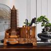 Wenchang Pagoda Pen Holder: Thirteen-Story Wood Grain Craft for Students, Perfect Back-to-School Desktop Ornament