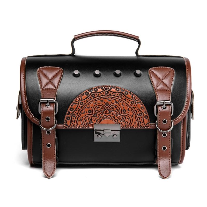 

Retro Punk Motorcycle Saddlebag Water Resistant PU Leather Large Capacity Storage For Outdoor Riding 1