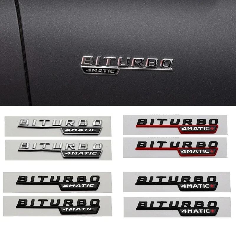 2pcs BITURBO 4MATIC Plus Logo Car Emblem Fender Badge Sticker For Mercedes Benz AMG C43 E43 GLE43 GLC43 W204 W203 W211 W205 X253