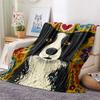 Border Collie Print Flannel Blanket, High quality Comfortable for All Seasons, Home Decor, Warmth and Comfort, Perfect for Christmas Gifts