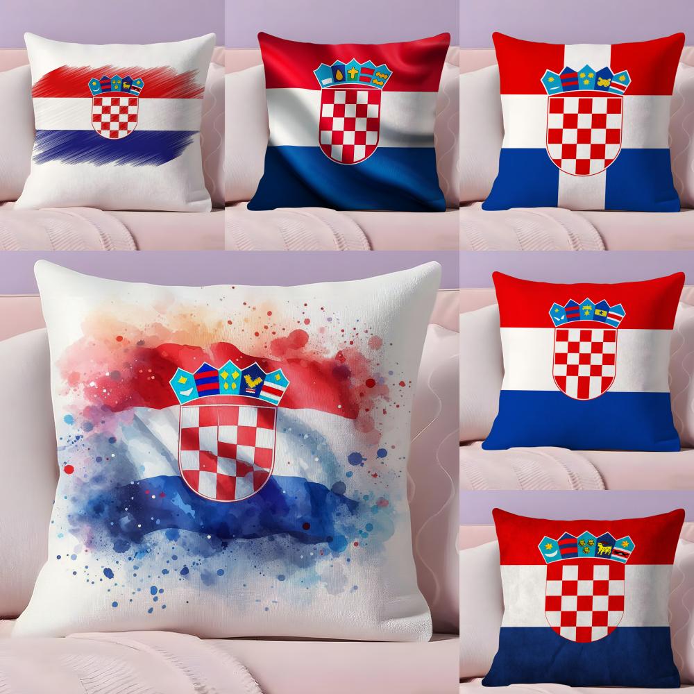 Republic of Croatia Flag Cushion Cover Plush Fabric Soft DoubleSided Printed Sofa Warm Winter Home Gift Pillow Cover