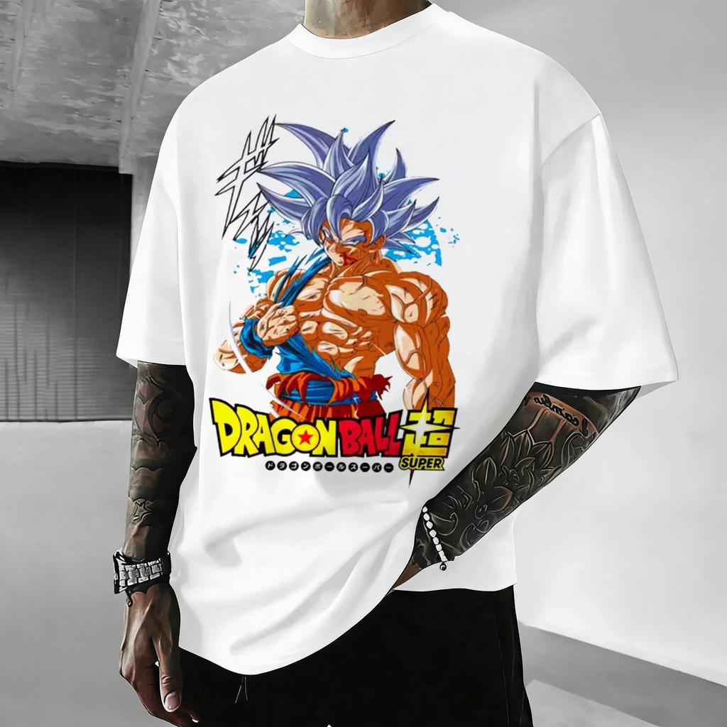 T-shirt in Cotone a Maniche Corte con Stampa Dragon Ball Z Son Goku Vegeta Unisex Abbigliamento Donna Harajuku Yk Tee Vintage Casual Tee Top