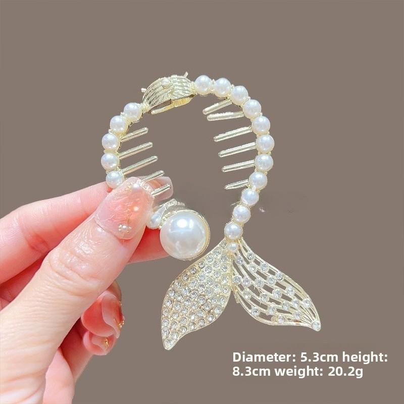 

Pearl Rhinestone Claw Clips Kids Hair Jaw Clamps Non-Slip No-Hurt Hair Bun Ponytail Holder Girls Headwear Must-Have Styling Tool