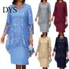 Midi-Kleid 1 Set Schal Blumenmuster Bestickte Spitze Elegant Bodycon Rundhalsausschnitt Wadenmitte Formell für Party Damen