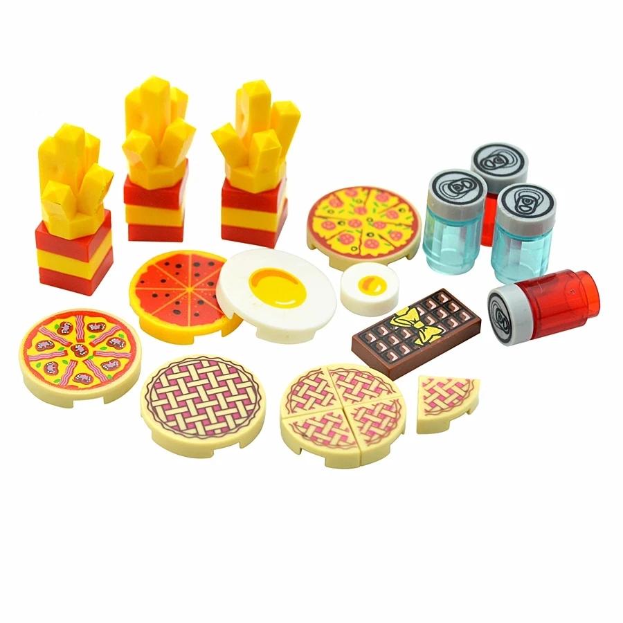 DlY Mini Figurine Blocuri de Construcție Alimente Pâine Pește Fructe Pui Crabi Hot Dog Tort Pizze Morcov Cutie Jucării Creative Piese Oraș Cărămidă