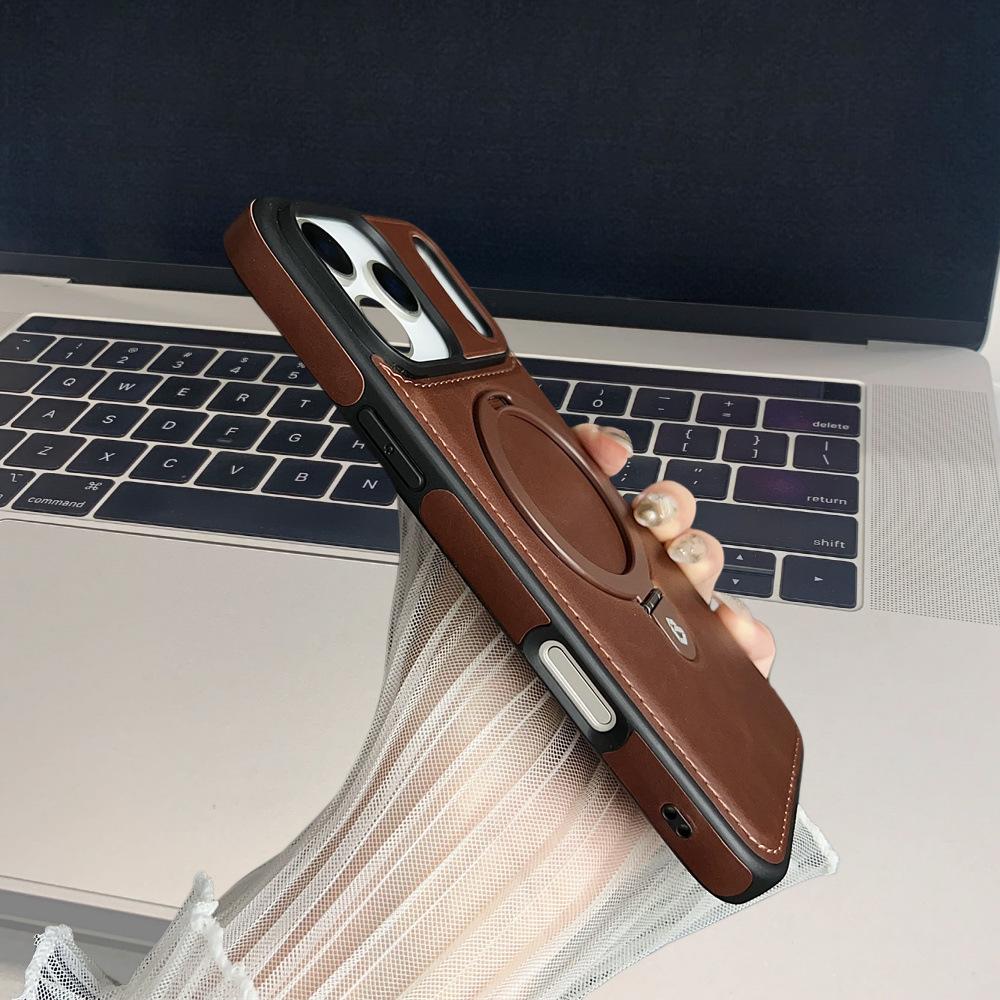 Suitable for iPhone 17 Phone Case Air Apple 17 Pro Max Magnetic Charging Leather Case Anti-drop Stand Business