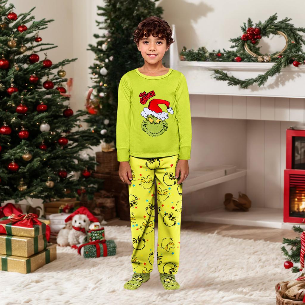 Parent-child Christmas Print Home Suit Long-sleeved Top And Pants