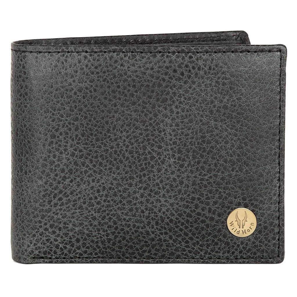 WildHorn Geldbörse aus schwarzem Leder für Herren I Ultrastarke Nähte I 6 Kartenfächer I 2 Geld- und 2 Geheimfächer I 1 Münzfach