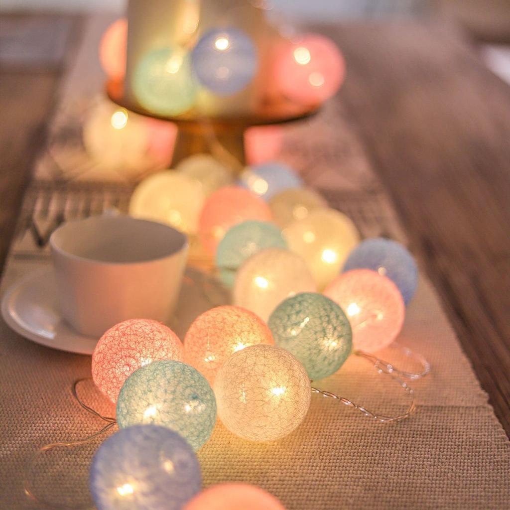 Xiaomi 10/20LED Cotton Balls String Lights Garland Fairy Light Christmas Decorations for Home Room Outdoor Wedding Garden Patio Lights