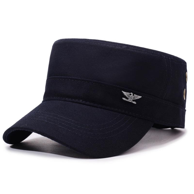 

Мужская весенняя хлопковая шляпа от солнца с плоским верхом и логотипом орла - уличная, повседневная и дышащая Adjustable темно-синий