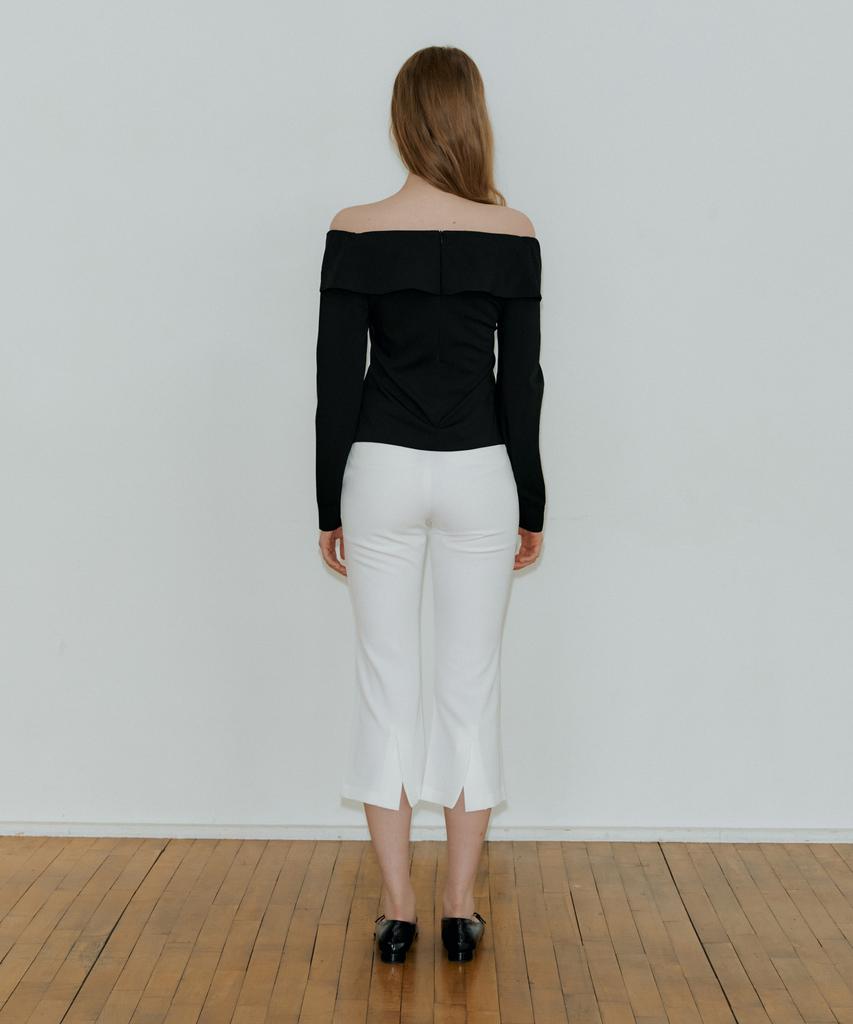 REORG Pap Off Shoulder Tie Blouse Black