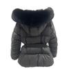 2026 Winter Slimming Cotton Jacket with Big Fur Collar and Belted Waist