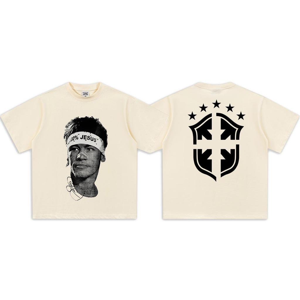 Neymar American Football Gewaschenes Retro T-Shirt - Herren Kurzarm Used Look