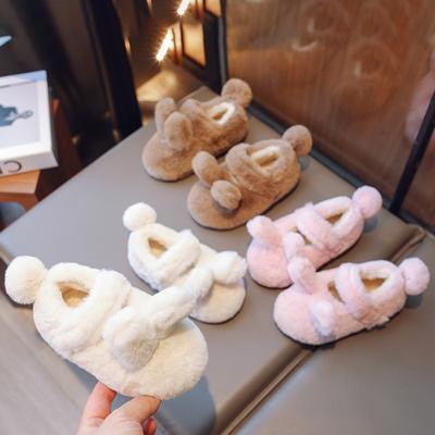New Cotton Slippers Cute Versatile Autumn Girl Shoes Warm Velvet Home Cotton Shoe Comfort Casual Flat Bottom Child Slipper