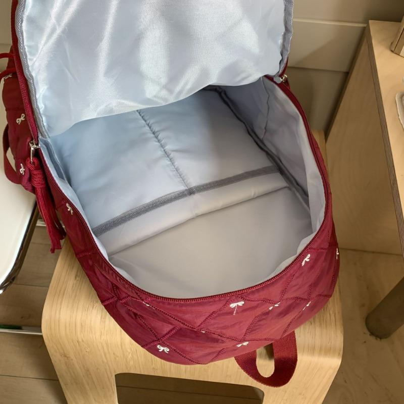 School bag niche junior high school students high value autumn and winter cotton clothes backpack bow cute embroidered backpack