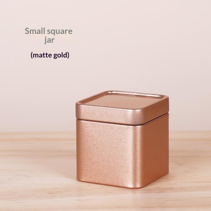 Mini Square Tin Sealed Tea Caddy Airtight Small Storage Jar for Coffee Beans Spices Home Kitchen Countertop Use