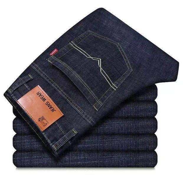 Herren Jeans im amerikanischen Stil, mit Samt gefüttert, lässig, gerade geschnitten
