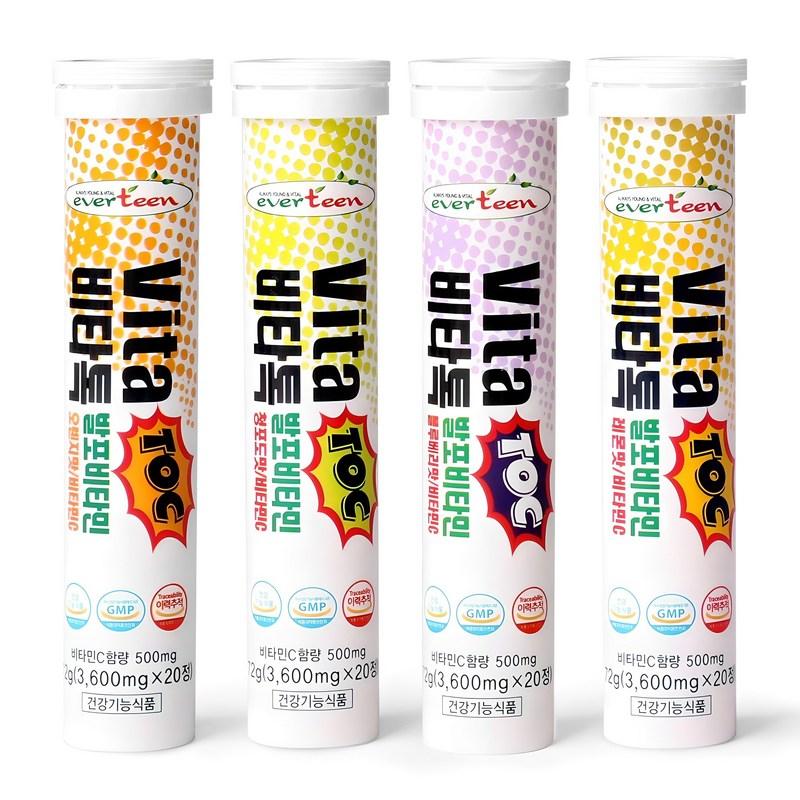 

Everteen Vitatalk foaming vitamin C lemon flavor + orange flavor + green grape flavor + blueberry flavor, 20 tablets, 4 units