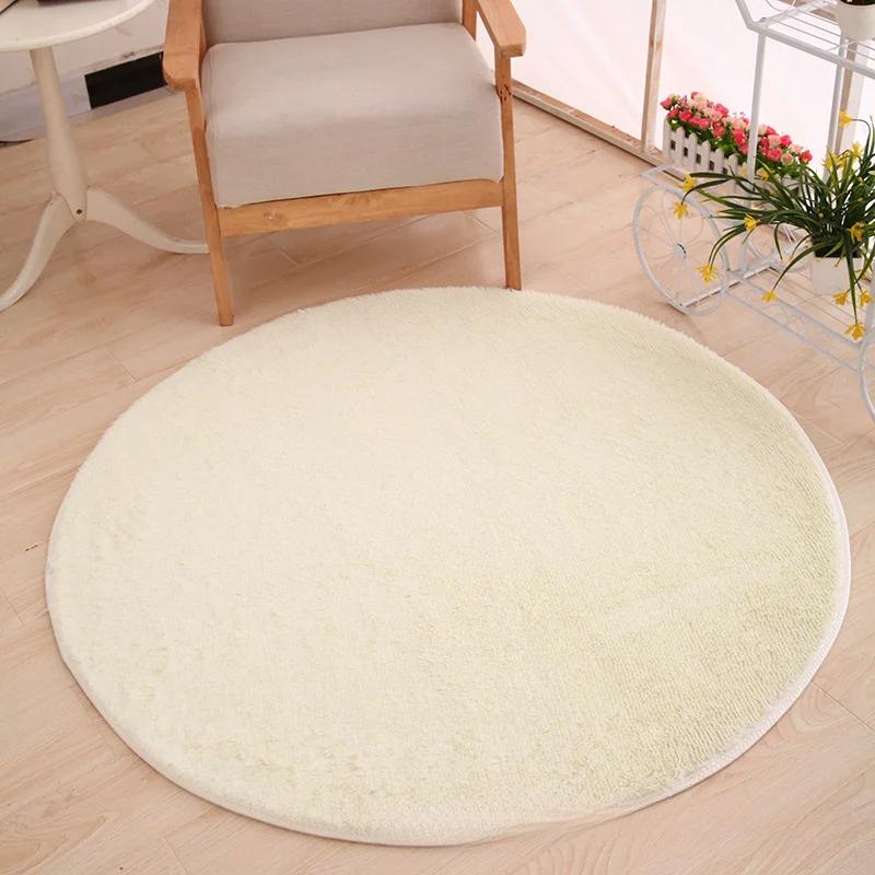 Thick Silk Carpet Floor Mat Fluffy Tender Comfortable Solid Simple Daily Living Room Bedroom Round Skin-friendly Household Ins