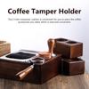 2 Hole Coffee Tamper Holder Beech Coffee Handle Mat Pad Stand for Home Restaurant(BuiltIn )