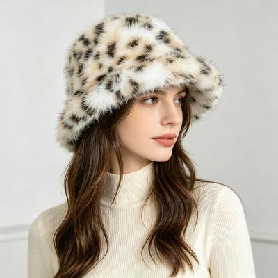 A European and American Style Fisherman Hat Imitating Mink Environmentally Friendly Fur Fisherman Hat for Women In Winter Spotted Patterns