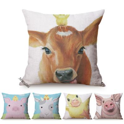 Europe Farm Animals Cartoon Decoration Cushion Cover Cattle Cute Duckling Pig Children Gift Room Sofa Throw Pillow Case Cojines