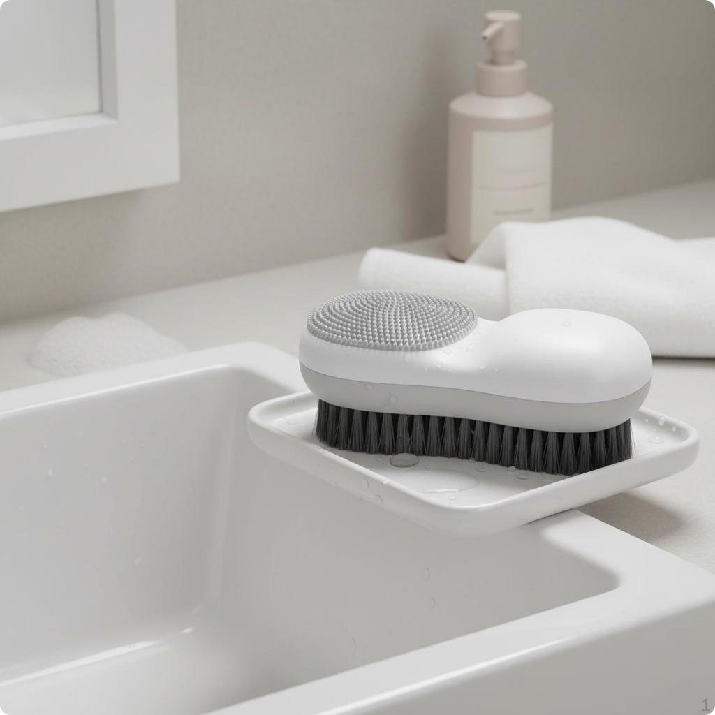 Double Sided Laundry Brush Versatile Soft Fiber Scrub Multifunctional White