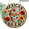 2D Flat 1pc, 8x8 in, Mexican Beer Themed Round Aluminum Metal Decorative Signs & Plaques - Wall Decor for Indoor/Outdoor Use - Durable Beer Brand