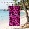 Trendy leopard print Custom Name Printed Beach Towel Personalized Soft Towel For Swimming Beach Travel