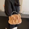 Luxury Chain Winter Fluffy Handbag Solid Color Faux Fur Crossbody Bag Outdoor