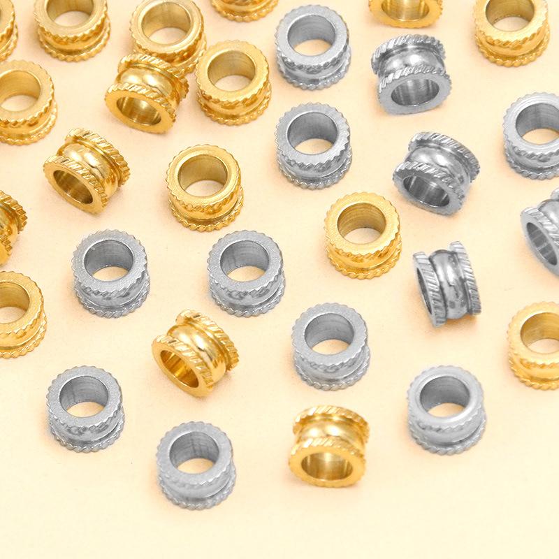 Two-Color 5*8mm Stainless Steel Striped Spacer Beads for Handmade Jewelry Bracelets
