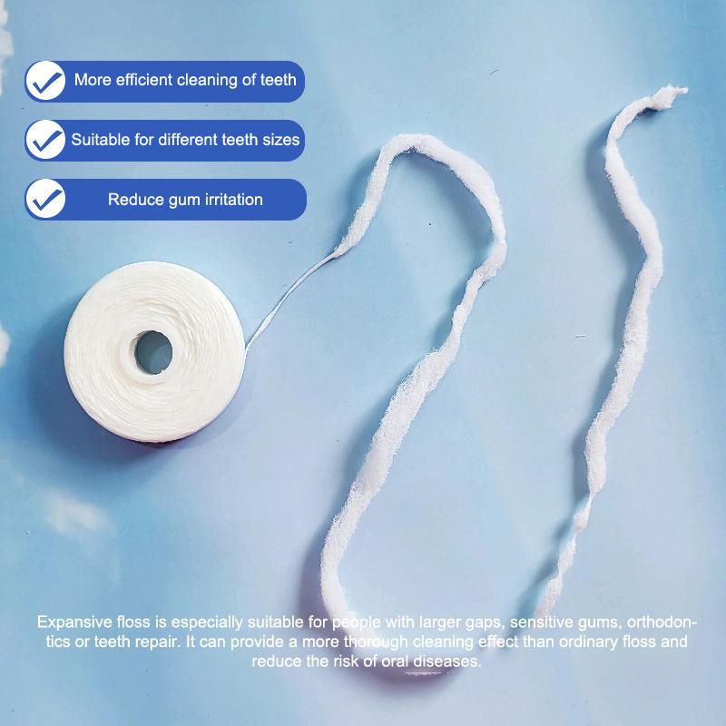 1 Roll 50M Water Expanding Dental Floss Fluffy Floss Deep Cleaning Oral Care Tool Interdental Brush For Adults