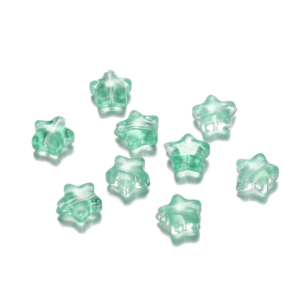 30pcs 8mm Colorful Five-pointed Star Glass Beads Loose Spacer Beads for DIY Handmade Jewelry Making Bracelet Accessories