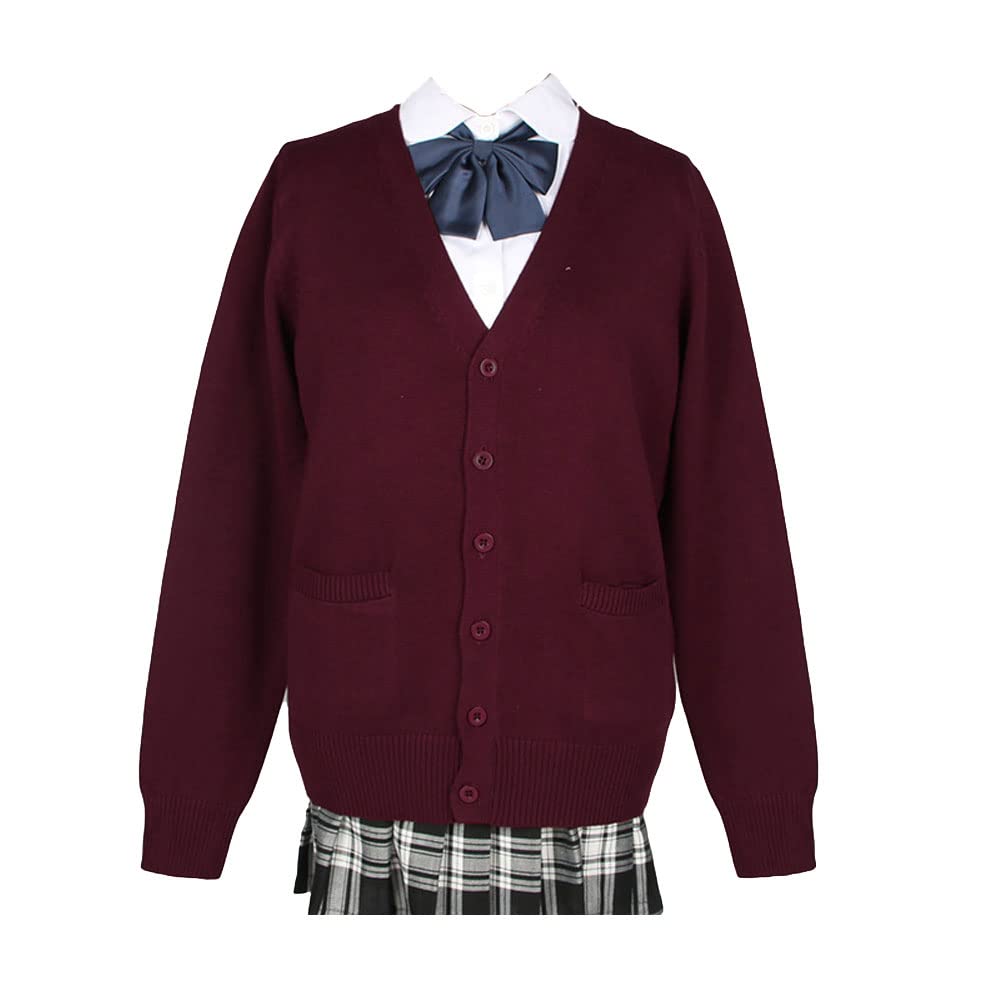 

School Cardigan for High School School School Knit Loose Winter [Wowcarbazole] Girls, Uniform, Student, Sweater, V-Neck, Student, Cardigan, Plain,