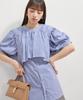Washable Rhinestone Shirt Tunic Sax [BIS] Blouse, Women's, (48)