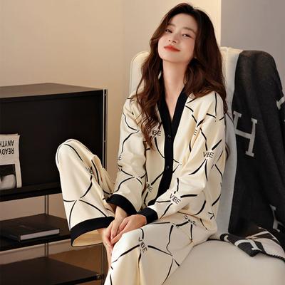 Pajamas Women's Cardigan Spring and Autumn Models Autumn Long-sleeved Home Service