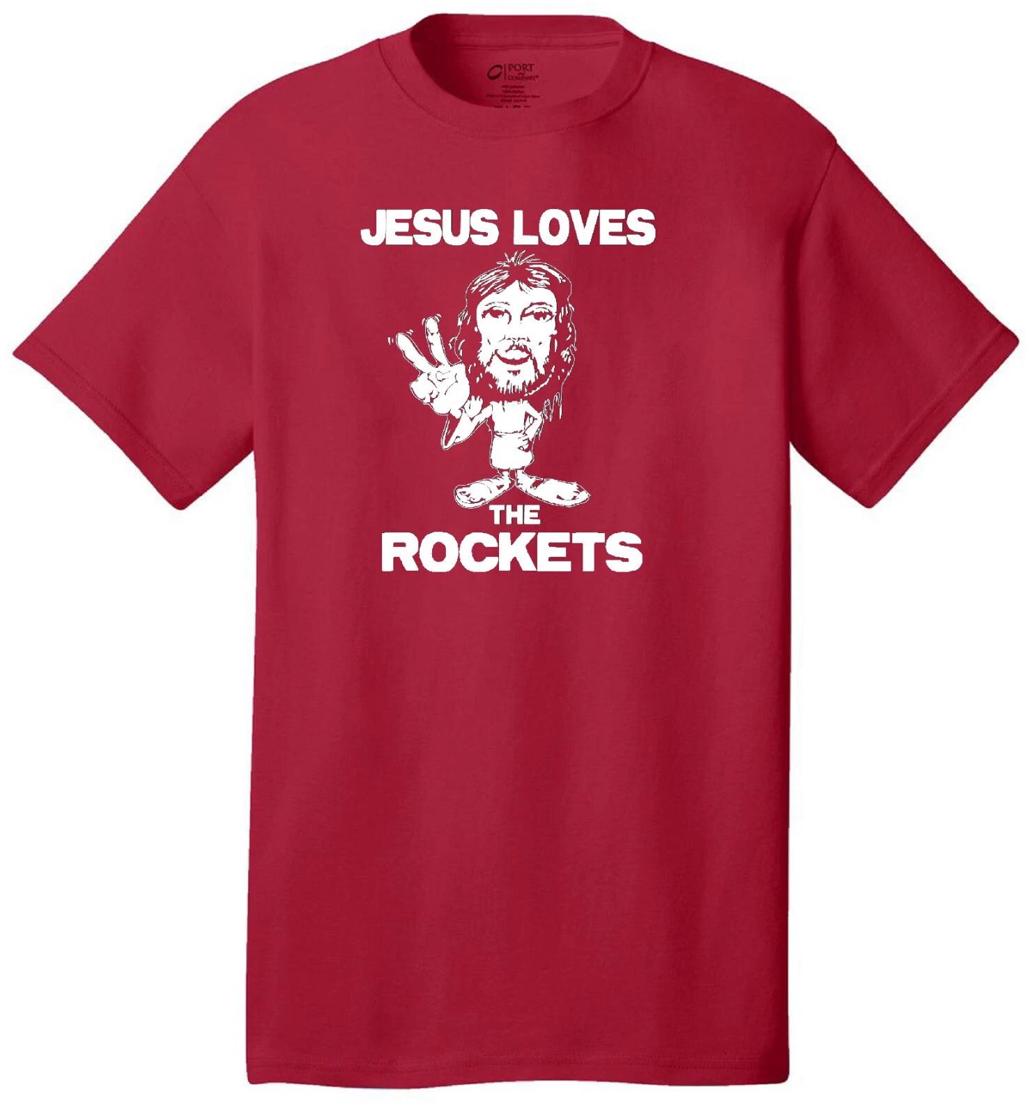 JESUS LOVES THE ROCKETS CHRISTIAN HARDCORE BASKETBALL FAN JERSEY T-shirt 4XL
