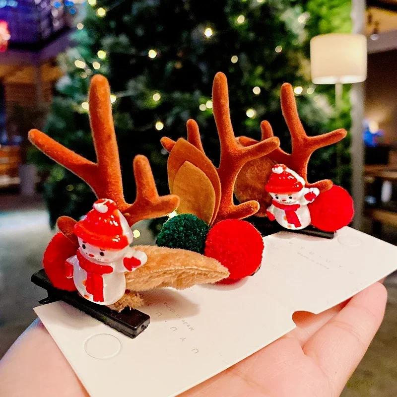 2 Buc/set de Agrafe de Păr de Crăciun Accesorii de Păr Dulci Petrecere Corn de Ren Clip de Top Modă Femei Festival Anul Nou Accesoriu de Păr