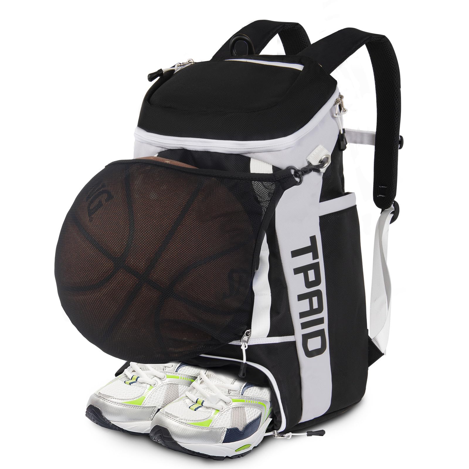 

Рюкзак для баскетбола OPOALO с отделением для мяча и обуви, большой спортивный рюкзак для футбола и других видов спорта, для клуба, детей и размера 35, отделение для хранения 15,6-дюймового ноутбука, вместимость, чёрный