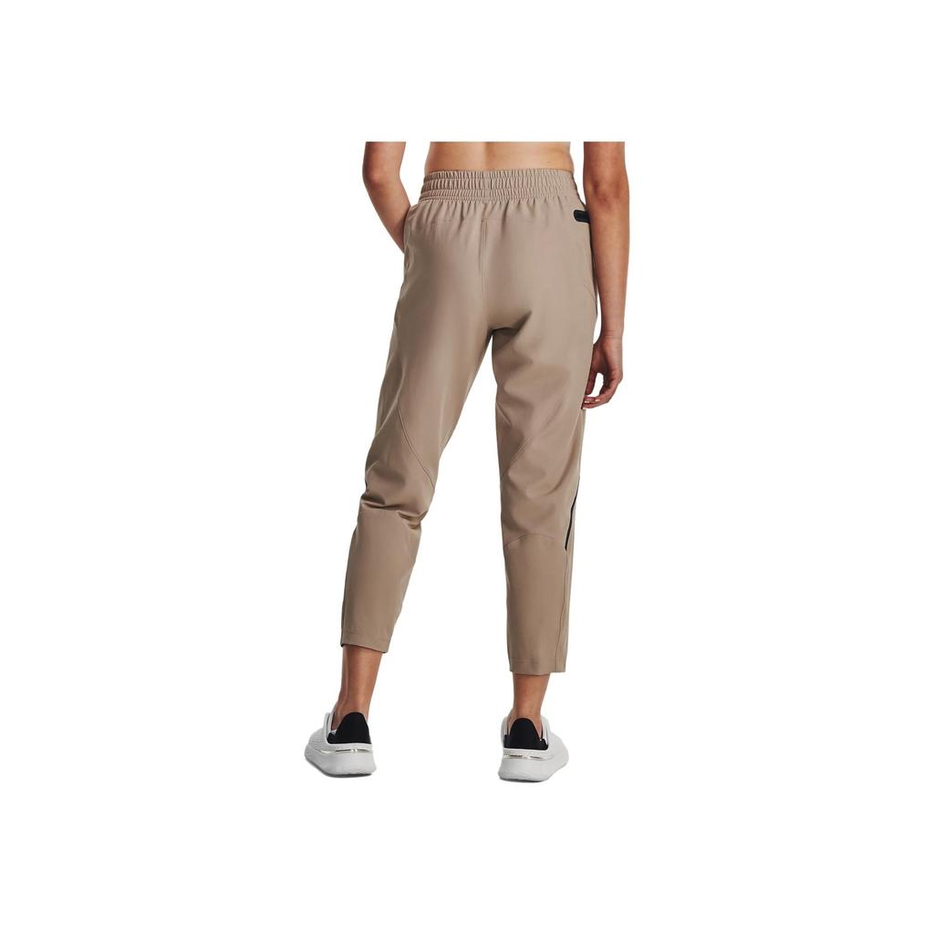 Under Armour Unstoppable Logo Print Pocket Elastic Waist Nine-Point Casual Pants Women bottoms Sahara-Brown 1376922-236