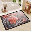 Wood Grain Flowers Crystal Velvet Floor Mat Entry Door Mat Foot Mat Valentine's Day Flower Home Decoration Small Carpet
