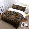 3Pcs Gold Damask Vintage Floral Duvet Cover Set Black Luxury Baroque Bedding Includes 1 Duvet Cover And 2 Pillowcase Gift