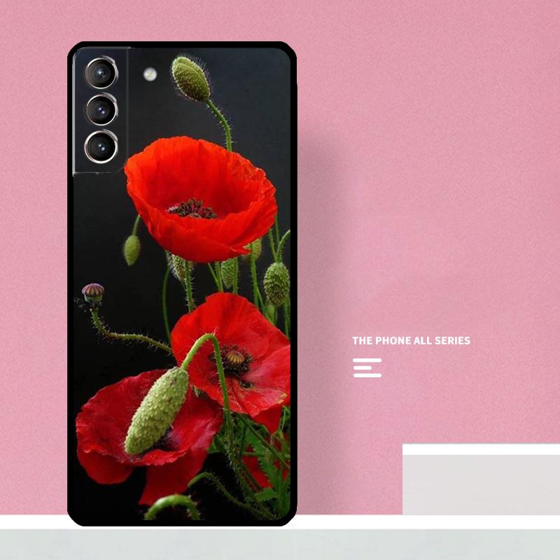 Poppy Flower Bloom Phone Case For Samsung Galaxy S25 S26 Ultra S20 S21 S22 S23 S24 S10 Plus S25 FE Cover Coque