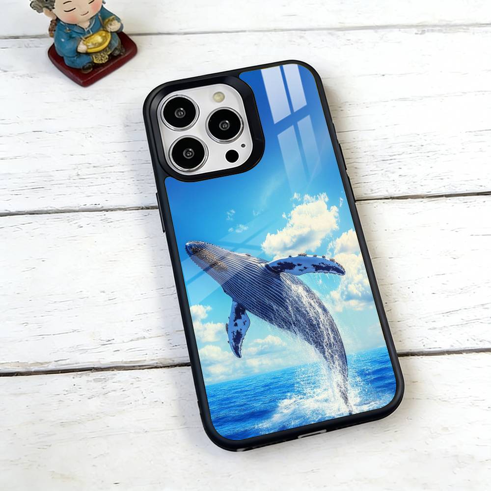 Ocean Blue Whale Phone Case For iPhone17,16,15,14,13,12,11 Plus,Pro Magnetic with Magsafe Wireless Charging