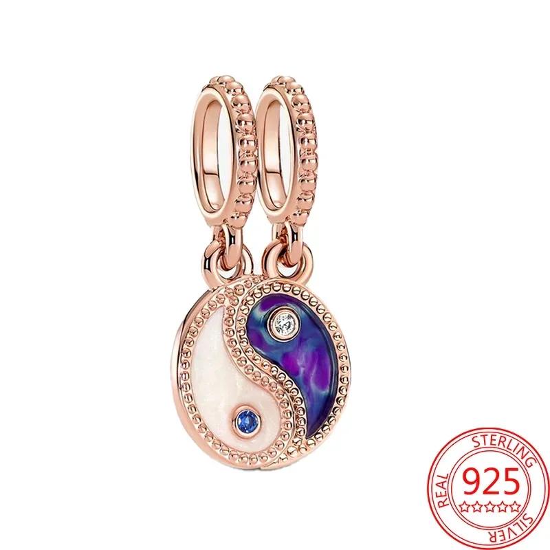 Sparkling Copper Charms Rose Gold Snowflake Heart Birthstone Bead For Women Necklace Diy Bracelet Present Jewellery