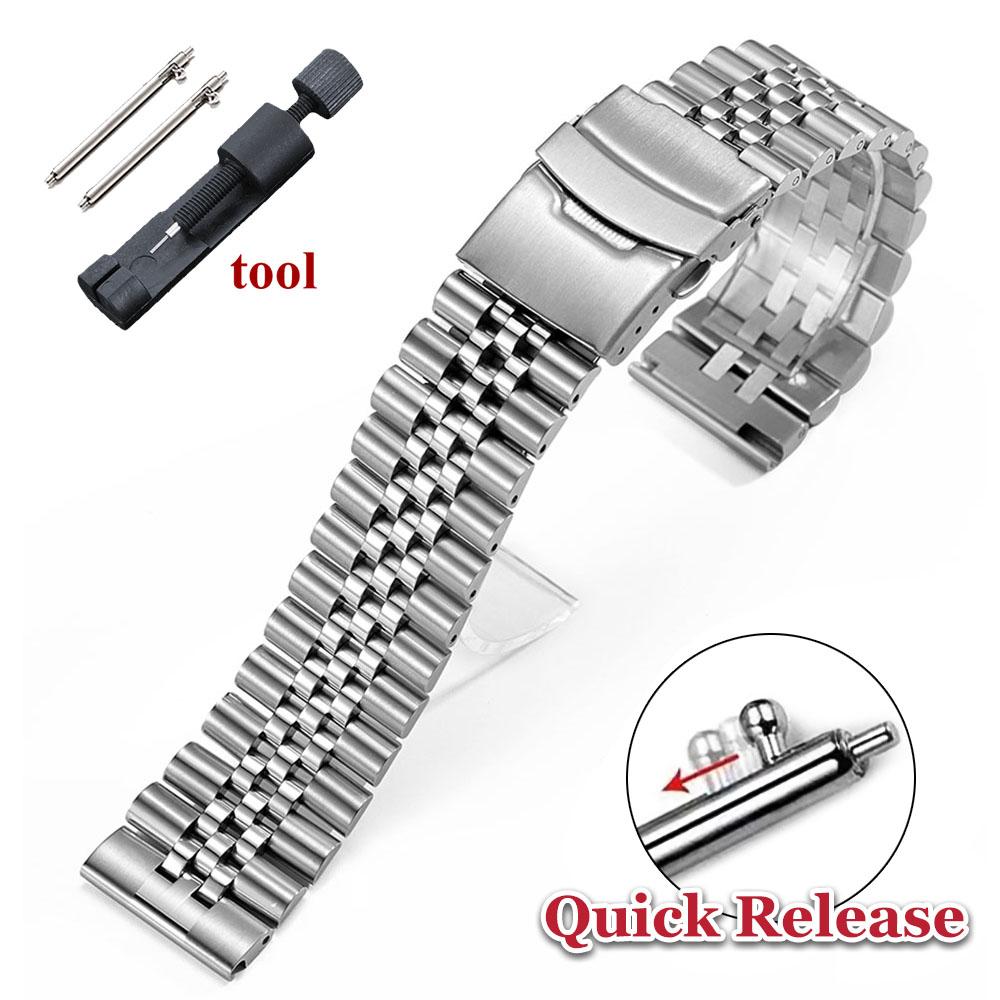 Luxusní nerezový řemínek s rovným zakončením 18mm 19mm 20mm 21mm 22mm 23mm 24mm Náramek pro Jubilee SKX007/009 Kovový řemínek na hodinky