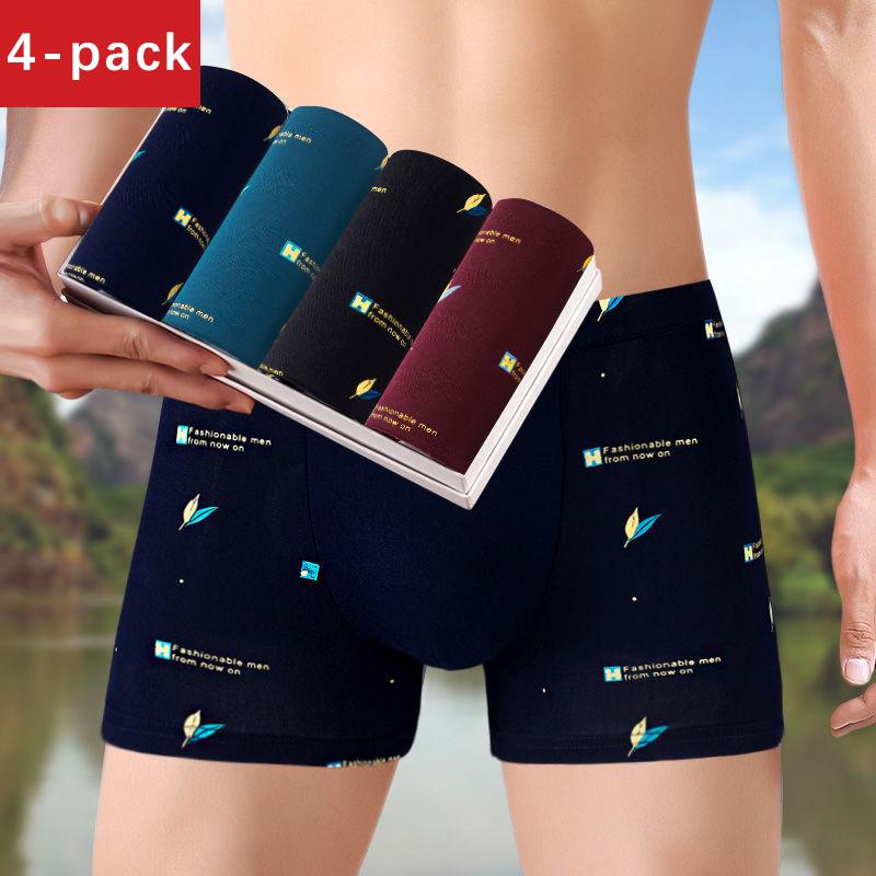 4-pack of Men's Comfortable and Breathable Underwear Boxer Shorts Mid-waist Shorts Boxer Shorts Men's Underwear