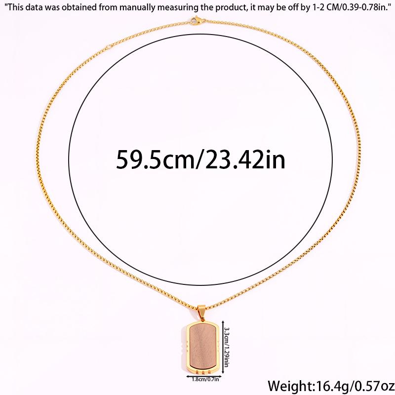 Bestselling Men's Two-Tone Wooden Cross Titanium Steel Dog Tag Necklace