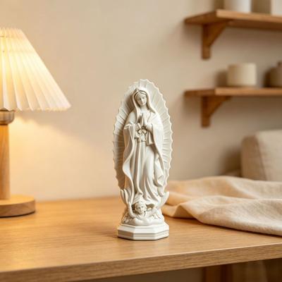 Virgin Mary Statue, Religious Resin Sculpture, Blessed Holy Mother Figurine for Catholic Home Desk Decor