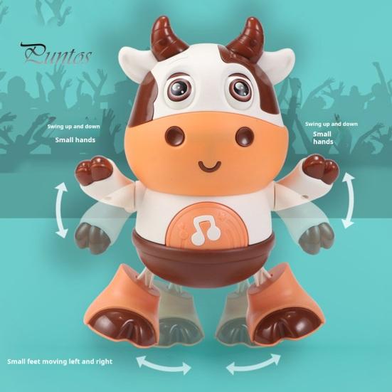 Kids Electric Cow Toy with LED Light Music Singing Dancing Cartoon Dairy Cattle Toy Toddlers Interactive Educational Movable Eyes Animal Musical Toy